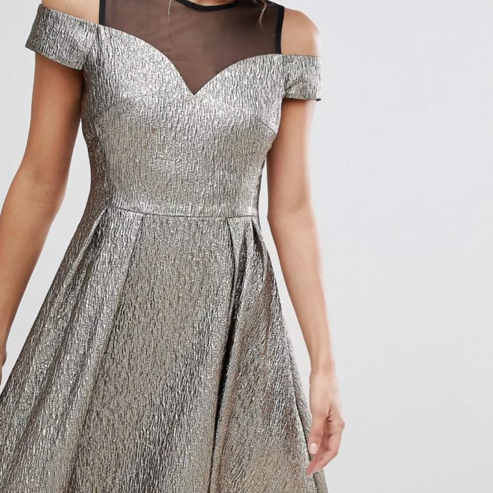 Asos Coast Jiana Metallic Party Dress